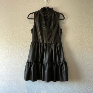 Sleeveless faux leather dress